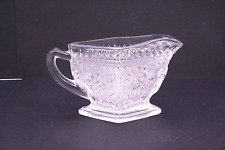 Clear Tiara Diamond Footed Creamer Vintage Sandwich Glass Indiana Glass picture
