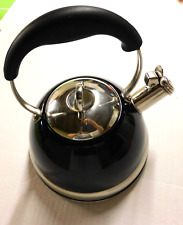 BETTY CROCKER 18/10 Stainless Steel Whistling Teapot; Black - Excellent picture
