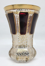 Vintage Sweden FH KUNSTGLAS BK Glass Vase Clear Gold & Ruby Red 5