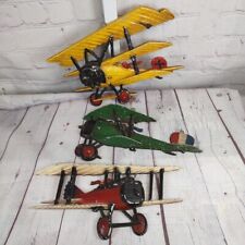3 VTG WW1 Sexton Cast Aluminum Biplanes Airplanes Wall Hangers Homeco 1975 USA picture