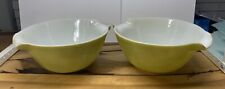 Pair of MCM Anchor Hocking Fire King Suburbia Mixing Bowls Olive Green 10