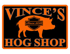 Personalized HOG SHOP GARAGE Sign *YOUR NAME* HI GLOSS Aluminum FULL COLOR HS517 picture