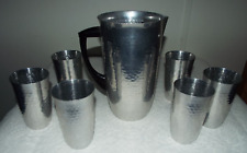 VINTAGE MMMSA SPAIN HAMMERED ALUMINUM PITCHER & 6 CUP SET READ picture