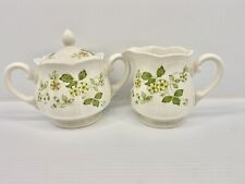 Vintage MCM Sugar Bowl And Creamer Set Petite Flora Ironstone Yellow And Green picture