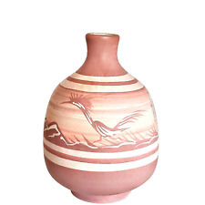 Vintage Mesa Hand Painted Southwestern Pottery Pink Salmon Bud Vase USA 4