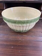 Antique Stoneware Mixing Dough Bowl Green Yellow Ware Vintage picture