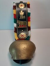 VTG  Swiss COW BELL W/ Leather Strap Cow Farmer Medallion Accents picture