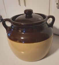 Vintage Monmouth Pottery. Bean Pot With Lid. EUC. USA MADE One Gallon Capacity. picture