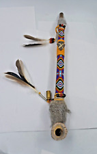 Authentic Native American Smokable Peace Pipe Handcrafted in USA 18 Inches Brown picture