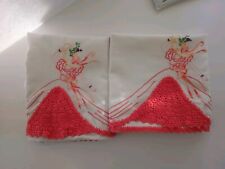 Vintage Pair of Pillow Cases Hand Embroidery and Crochet Woman Crochet  READ picture