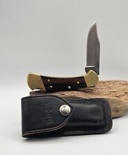 Vintage Buck 112 Ranger Folding Lockback Knife w/ sheath 1974 - 80 made in USA picture