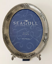 Seagull Fine Pewter Oval Ornate Roses Oval Frame 5 x 7 in 1997 Canada picture