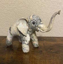 Vintage Crushed Oyster Shell Wrapped Elephant Figurine Trunk up Unique picture