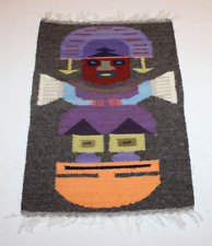 vintage South American woven wool tapestry mat (15.5