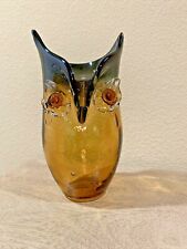 Amazing New Large Italian Murano Owl Face Vase; Free - Form Art Glass. Unique picture