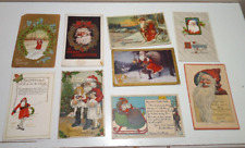 9 Antique Santa Claus Christmas Holiday Postcards Early 1900s picture