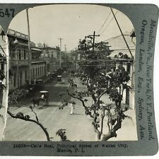 Calle Real Manila Philippines Stereoview c1915 Parian Gate Street Luzon Card A79 picture