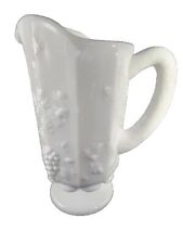 Vintage Westmoreland White Milk Glass Paneled Grape  Handled Water Pitcher  picture