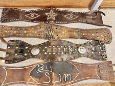 Lot Of 4 VINTAGE 1940'S/50'S HARLEY MOTORCYCLE LEATHER KIDNEY STUDDED BELTS picture
