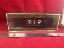 General Electric GE Vintage Flip Roll Alarm Clock Brown Faux Wood Grain 8137-3 picture