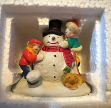 Vintage Dickensvale  Porcelain Snowman Kids And Dog NIB picture