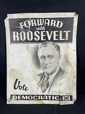 Original Vtg 1930s Forward W/ Roosevelt Card stock Election Poster Sign 1933 FDR picture