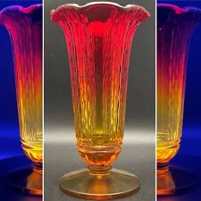 Indiana Glass Amberina 372 Paneled Honeycomb Vase 1968-72 Made in USA 9.5