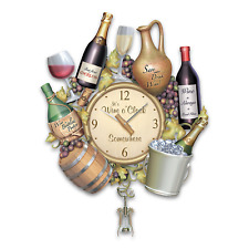 Bradford Wine O’clock A Wine Lover’s Sculptural Wall Clock Corkscrew Pendulum picture