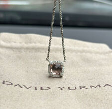 David Yurman Sterling Silver petite 7mm chatelaine Morganite & Diamonds Pendant picture