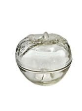 Vintage Apple Shaped Clear Glass Jam Trinket Condiment Jar picture