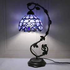 Vintage Blue Stained Glass Tiffany Style Table Lamp picture