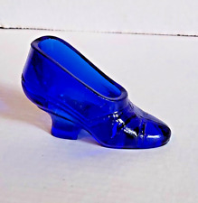 Vintage Cobalt Blue Glass Victorian Shoe Figurine Souvenir picture