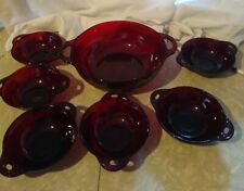 Anchor Hocking Coronation  Royal Ruby  Master Bowl & Berry Bowls 7 Piece Set picture