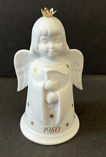 Kaiser Christmas Porcelain Angel Bell Ornament West Germany White Vintage 1980 picture