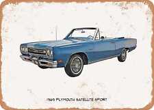 Classic Car Art - 1969 Plymouth Satellite Sport Oil Painting - Rusty Metal Sign picture