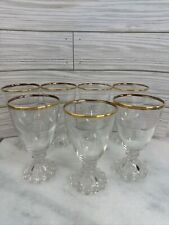 Set of 7 Vtg Anchor Hocking Berwick Boopie w/Gold Rim Bubble Footed Glases picture