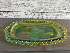 Indiana Glass Carnival Green Lustre Harvest Grape Tray Underplate picture