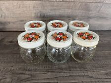 6 Vtg Kerr Fruit Decorated Jam & Jelly 8 oz Canning Jars 70610-00105 White Lids picture