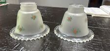 2 Imperial Candlewick Glass Light Shade Frosted Flower Decoration Excellent Con. picture