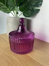 Pink Grooved Glass Lidded Trinket Dish picture