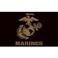 Marines Eagle Globe & Anchor Flag - USMC 3'X5' Black & Gold Flag (Made in USA) picture