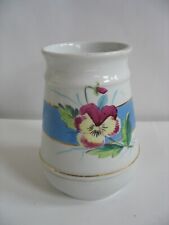 Victorian Ironstone hdptd pansies Toothbrush holder w drain Rogers Bros England picture
