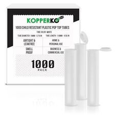 Kopperko 1000 Pack 116mm Plastic Pop Top Tube - Child Resistant - White picture
