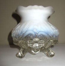 Antique EAPG Sowerby Spittoon Piasa Bird White Opalescent Glass Rose Bowl Footed picture