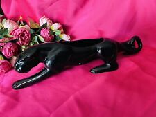 Vtg MCM Art Deco Pottery Ceramic Black Panther Sculpture 16” USA picture
