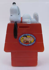 Vtg Peanuts Snoopy Doghouse Chex Party Mix Plastic Coin Piggy Bank   picture