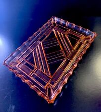 Stunning Art Deco Pink Glass Dressing Tray picture
