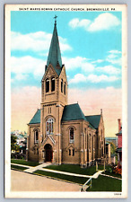 Postcard Brownsville PA St. Mary's Roman Catholic Church picture