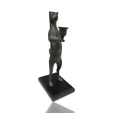 Egyptian Cat Butler Candle Holder Figure Metal Statue Antique picture