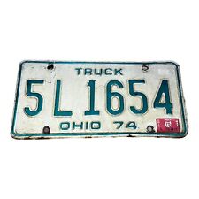 Vintage 1974 Ohio Truck Collectible License Plate Original Tag White Green picture
